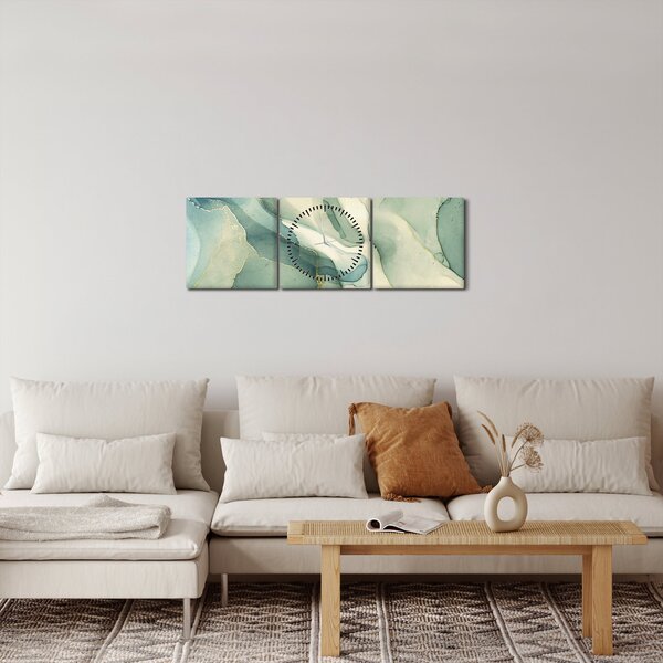 Obraz - Atramentowa abstracja (z zegarem) (90x30 cm)
