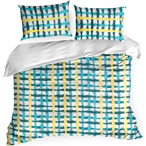 Pościel EUROFIRANY Design 91 Ida 220 X 200 cm Biało-turkusowy