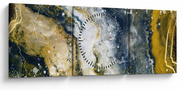 Obraz - Złota abstrakcja (z zegarem) (90x30 cm)