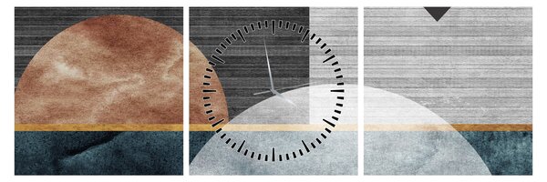 Obraz - Kształty i tekstury (z zegarem) (90x30 cm)