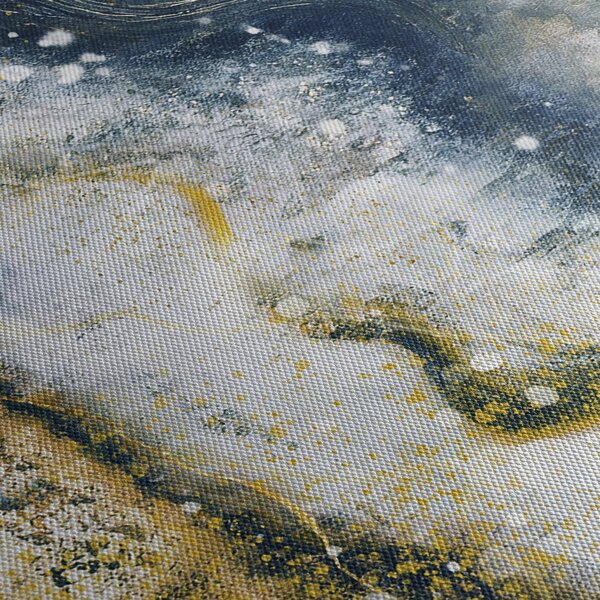 Obraz - Złota abstrakcja (z zegarem) (90x30 cm)