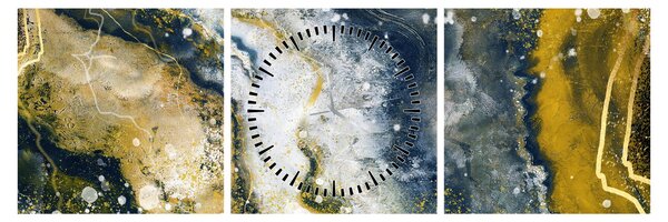 Obraz - Złota abstrakcja (z zegarem) (90x30 cm)