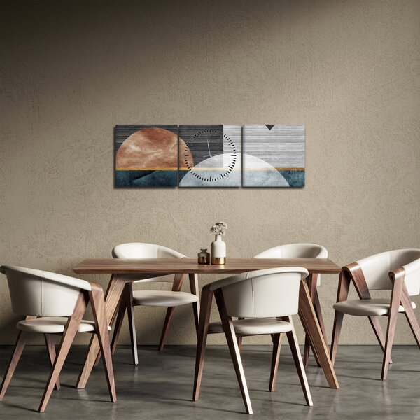 Obraz - Kształty i tekstury (z zegarem) (90x30 cm)