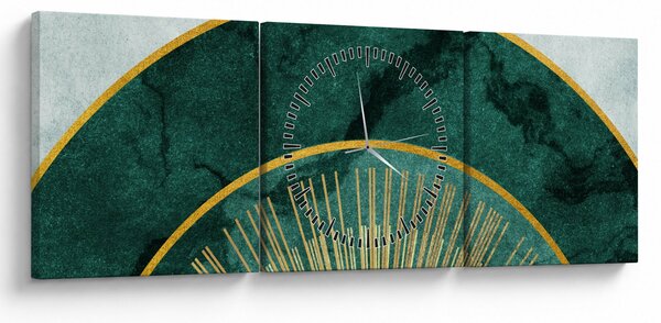 Obraz - Kształty ze złotą teksturą (z zegarem) (90x30 cm)