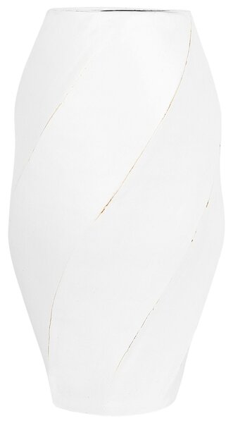Nowoczesny wazon z terakoty dekoracyjny salon biały ze złotym Lentią Beliani