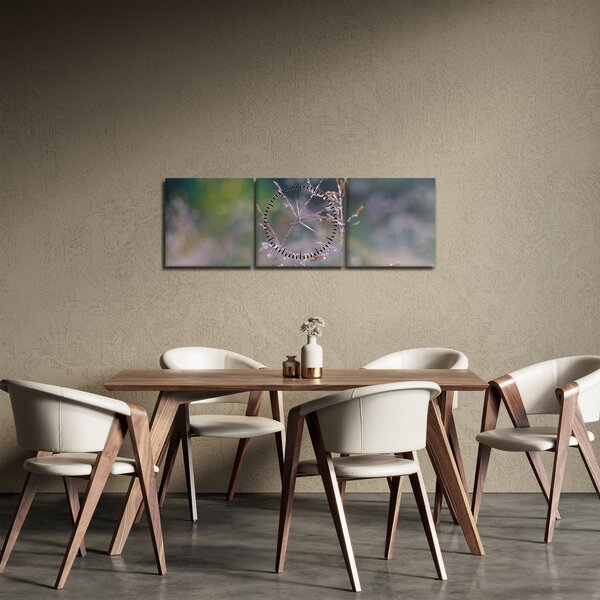 Obraz - Szczegół trawy (z zegarem) (90x30 cm)