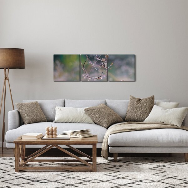 Obraz - Szczegół trawy (z zegarem) (90x30 cm)