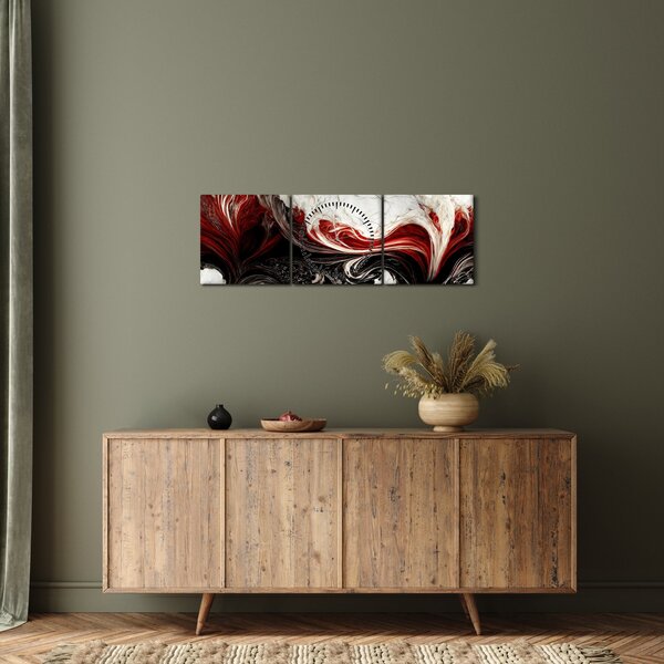 Obraz - Marmurowa abstrakcja (z zegarem) (90x30 cm)