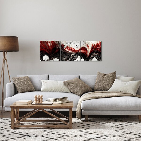 Obraz - Marmurowa abstrakcja (z zegarem) (90x30 cm)