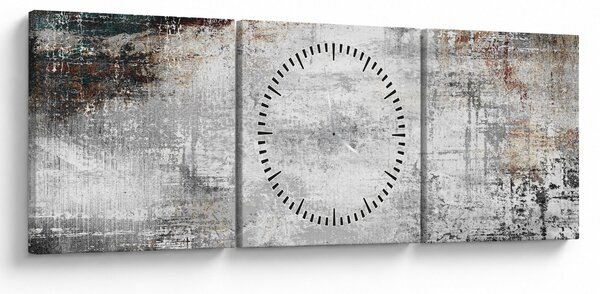Obraz - Abstrakcyjne teksturowane płótno (z zegarem) (90x30 cm)