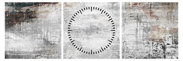 Obraz - Abstrakcyjne teksturowane płótno (z zegarem) (90x30 cm)