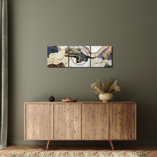 Obraz - Designerski marmur (z zegarem) (90x30 cm)