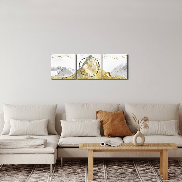 Obraz - Złota góra (z zegarem) (90x30 cm)