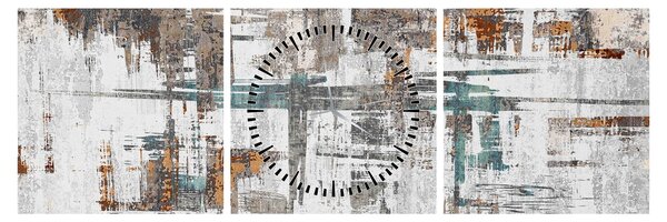 Obraz - Abstrakcyjne pociągnięcia (z zegarem) (90x30 cm)