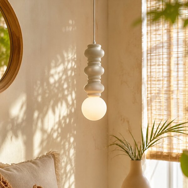 Retrowlana lampa wisząca beżowa z matowym szkłem - Fedde
