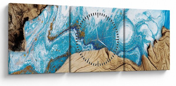 Obraz - Drewno (z zegarem) (90x30 cm)
