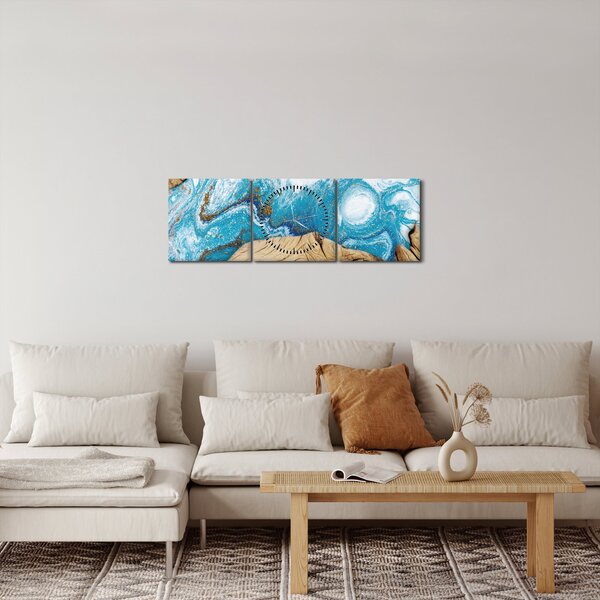 Obraz - Drewno (z zegarem) (90x30 cm)