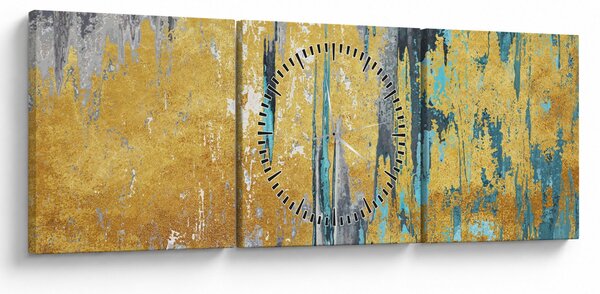 Obraz - Złoty wzór (z zegarem) (90x30 cm)