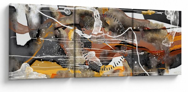 Obraz - Abstrakcja (z zegarem) (90x30 cm)