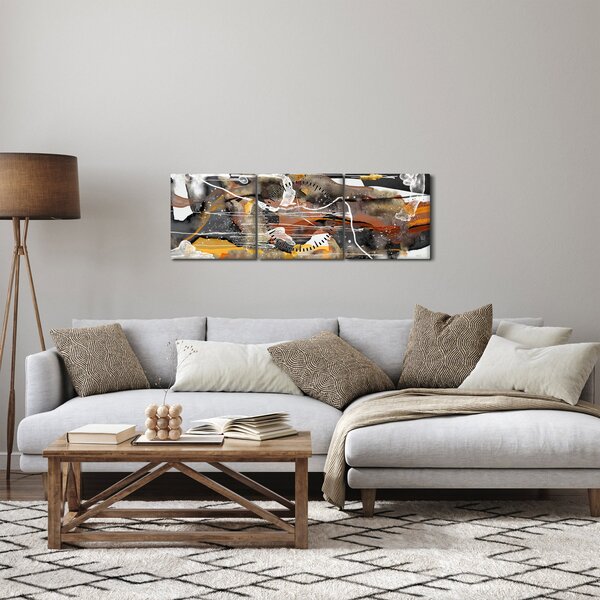 Obraz - Abstrakcja (z zegarem) (90x30 cm)