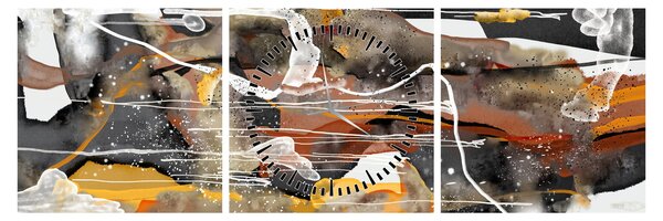 Obraz - Abstrakcja (z zegarem) (90x30 cm)