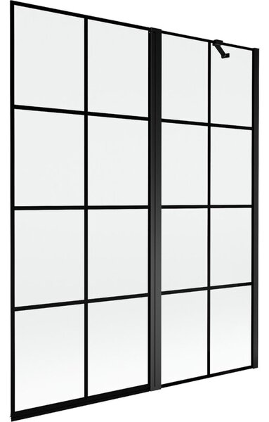 Mexen Mist parawan nawannowy 2-skrzydłowy prawy 140 x 150 cm, czarna kratka, czarny - 8A9-140-011-70-77-P