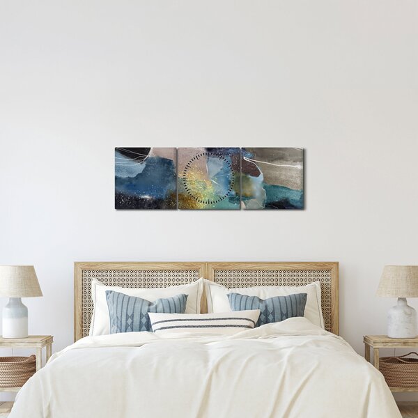 Obraz - Akwarelowa abstrakcja (z zegarem) (90x30 cm)