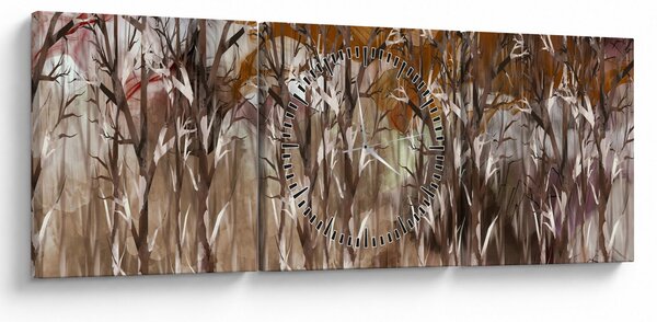 Obraz - Drzewa (z zegarem) (90x30 cm)