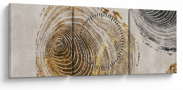 Obraz - Abstrakcja pnia (z zegarem) (90x30 cm)