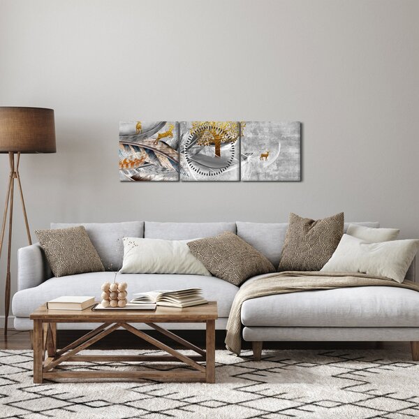 Obraz - Kolaż (z zegarem) (90x30 cm)