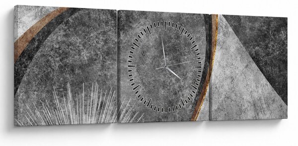 Obraz - Abstrakcja w betonie (z zegarem) (90x30 cm)
