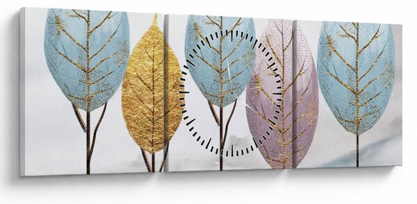 Obraz - Designowe drzewa (z zegarem) (90x30 cm)