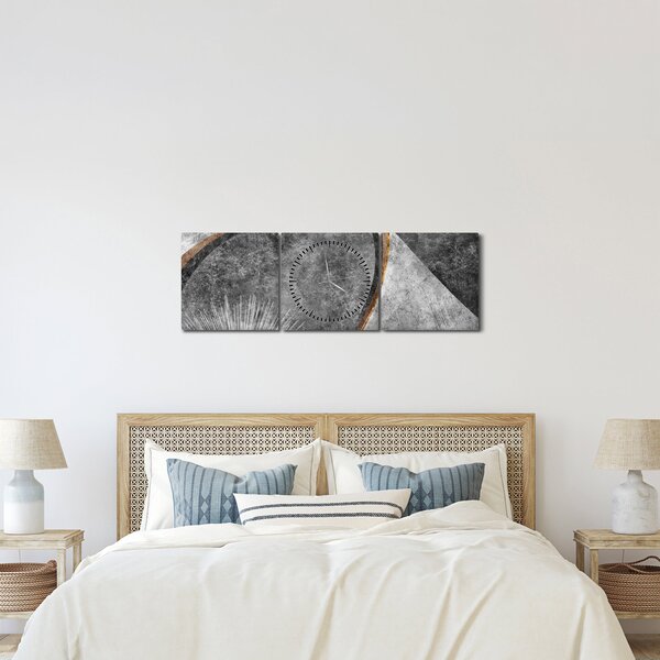 Obraz - Abstrakcja w betonie (z zegarem) (90x30 cm)