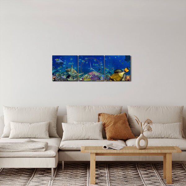 Obraz - Ocean (z zegarem) (90x30 cm)