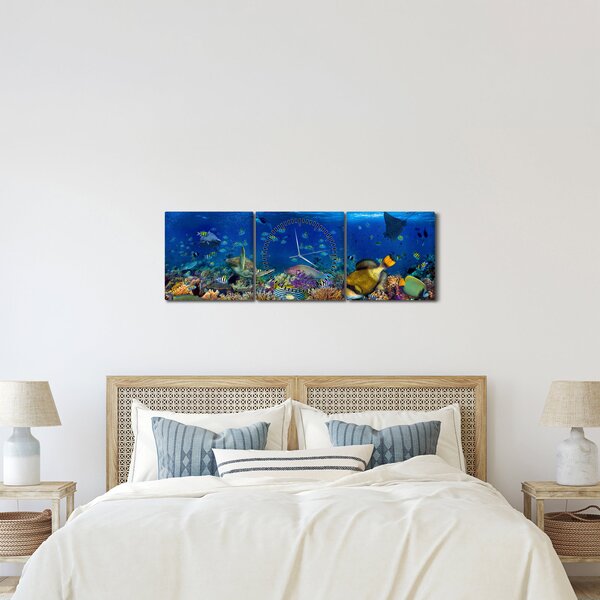 Obraz - Ocean (z zegarem) (90x30 cm)