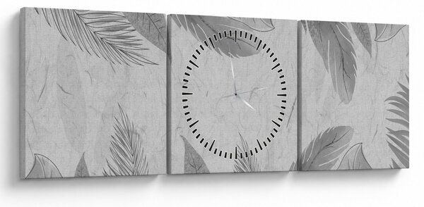 Obraz - Liście (z zegarem) (90x30 cm)