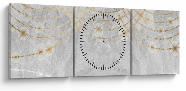 Obraz - Beton ze wzorem (z zegarem) (90x30 cm)