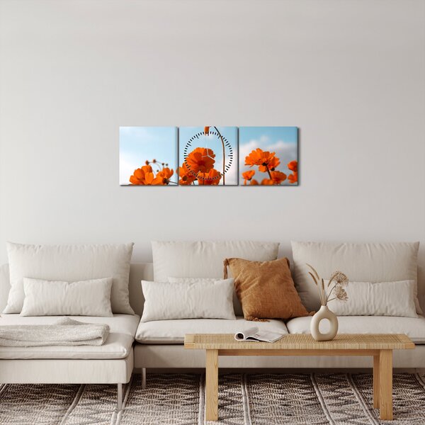 Obraz - Łąkowe kwiaty (z zegarem) (90x30 cm)