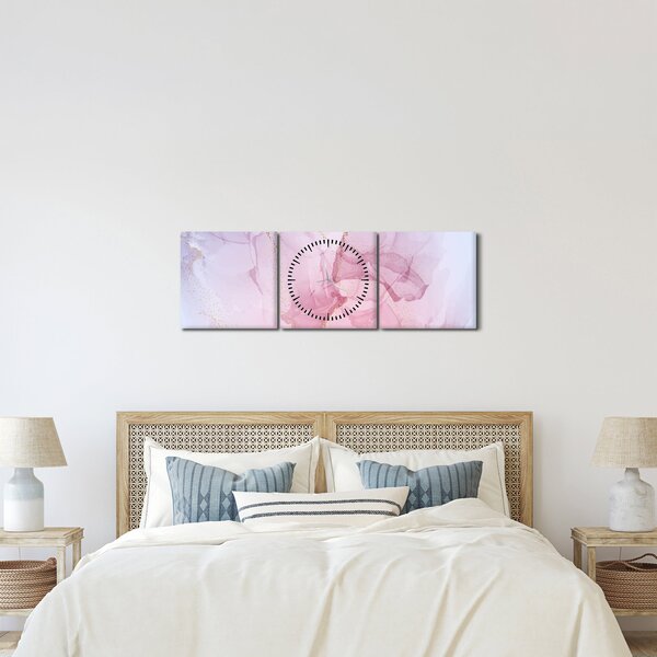 Obraz - Różowe plamy (z zegarem) (90x30 cm)
