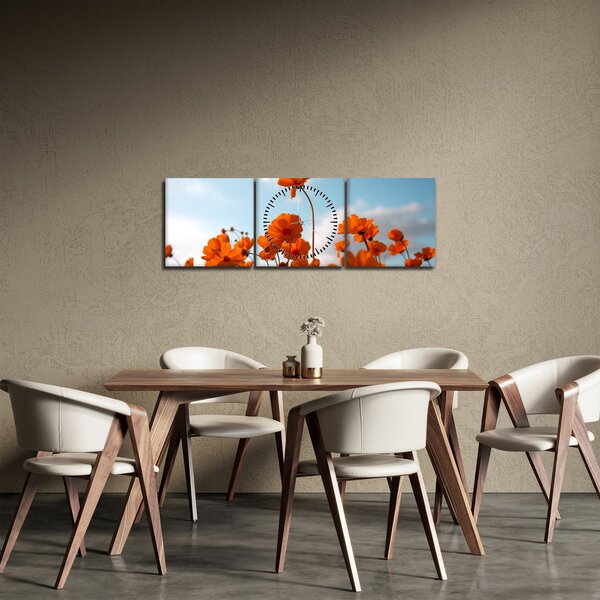 Obraz - Łąkowe kwiaty (z zegarem) (90x30 cm)