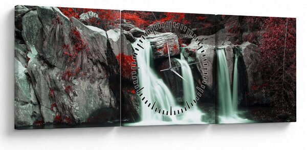 Obraz - Wodospady (z zegarem) (90x30 cm)