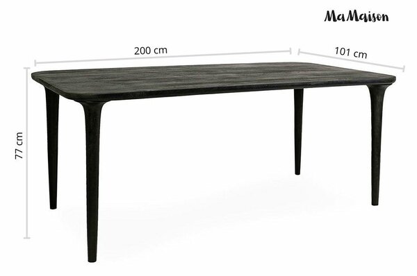 MaMaison stół do jadalni LAMINAR 200 czarny drewno mango