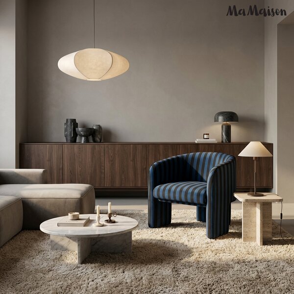 MaMaison fotel tapicerowany JOLIE niebieski czarny