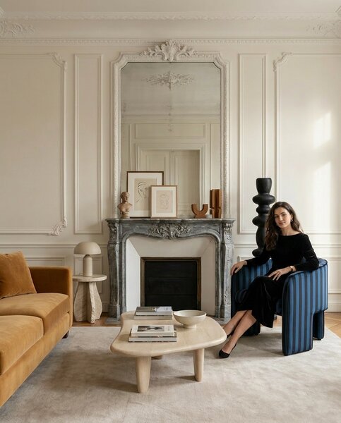 MaMaison fotel tapicerowany JOLIE niebieski czarny