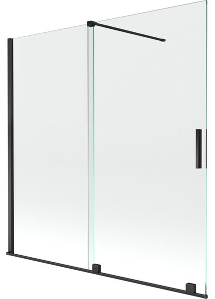 Mexen Velar parawan nawannowy 2-skrzydłowy rozsuwany 160 x 150 cm, transparent, czarny - 896-160-000-01-70