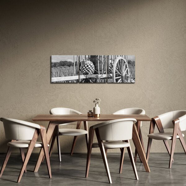 Obraz - Przyczepka, czarno - biały (z zegarem) (90x30 cm)