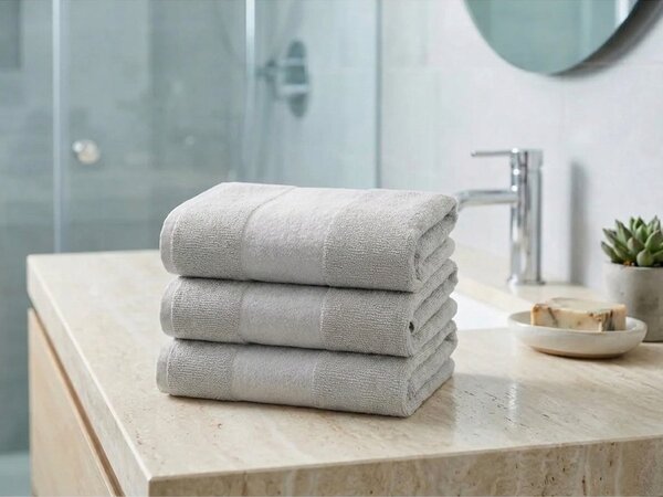 Zestaw ręczników CARRARA 30x30 cm jasnoszary 100% bawełna, 3 szt