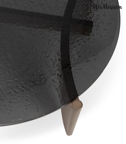 MaMaison stolik kawowy MANTA 80 brązowe szkło złoty metal