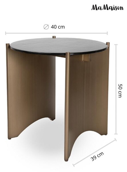 MaMaison stolik pomocniczy MANTA 50 brązowe szkło złoty metal