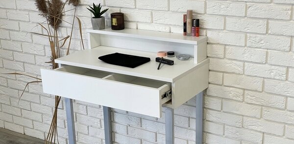 Toaletka / konsola "LENA PLUS" biały mat 75cm, srebrne U